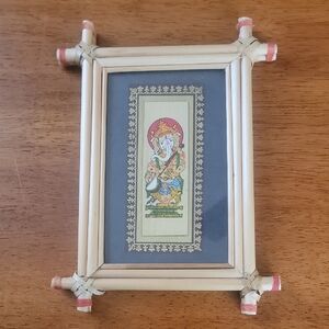 Elephant Artwork with Cane Stick Frame